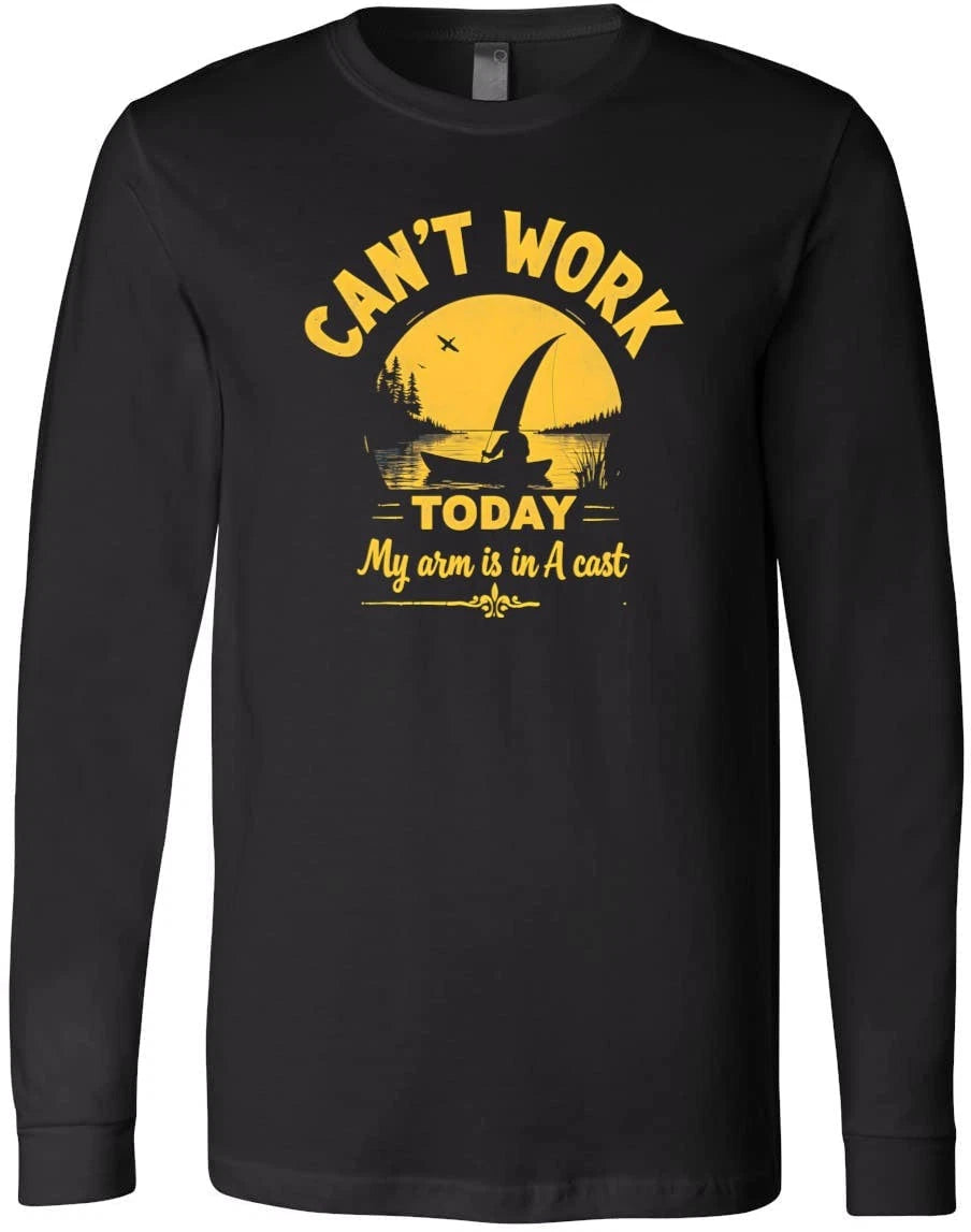 Funny Fishing Quote Gift – Can't Work Today Humor – Witty Graphic  T-Shirt