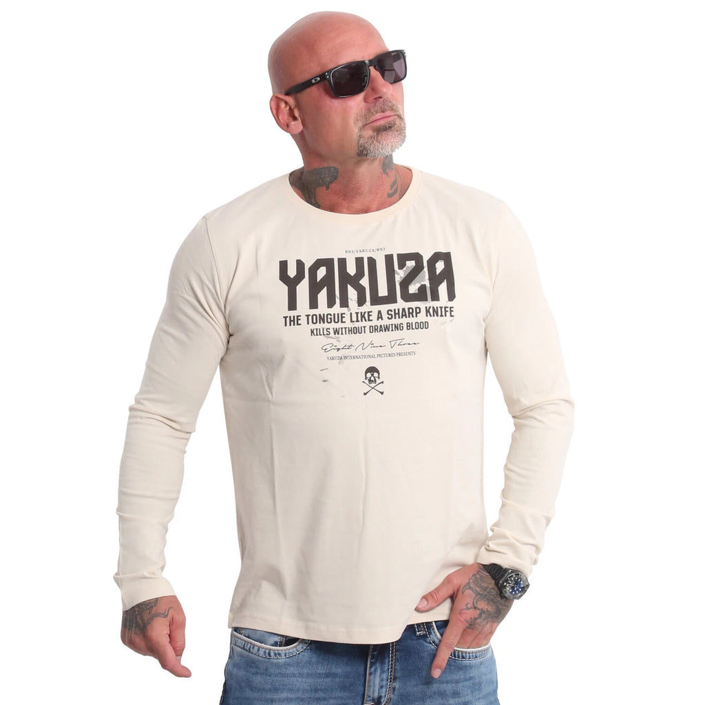 New Yakuza Men's Sharp Knife Long Sleeve T-Shirt - Whitecap Gray