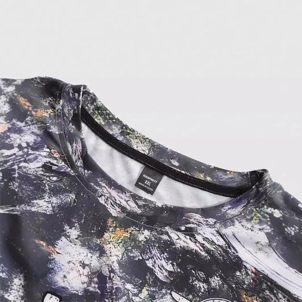 Printed Loose Fit Mens T Shirt Vintage Style Casual Wear for Spring Summer Use