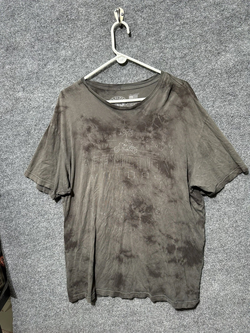Affliction Motors T Shirt Mens 2XL XXL Distressed Skull Gray Cyber Goth Mall
