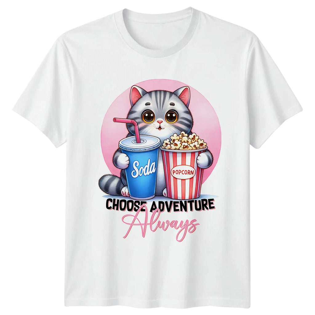 Choose Adventure Always Cat Lover T-Shirt, Cute Graphic Kitty Tee