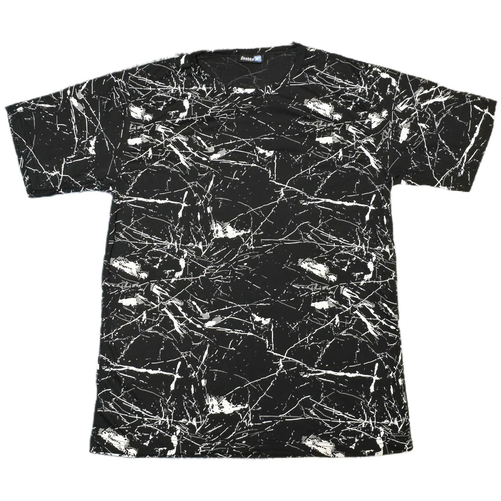 Deebka Abstract Splatter Graphic TShirt Mens LG Black White Excellent Cotton (B)