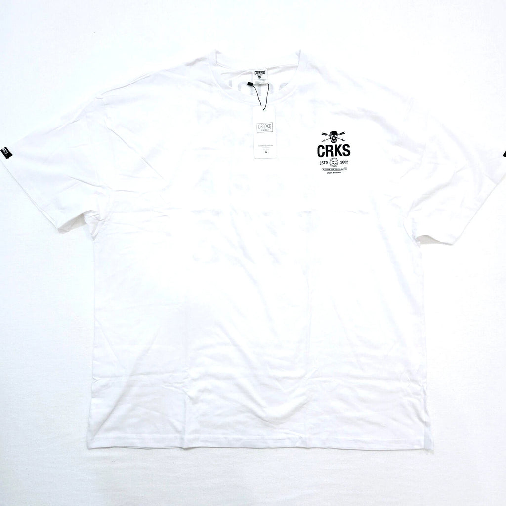 Crooks and Castles Big & Tall Men's T-Shirt Design Black & White Short Sleeve