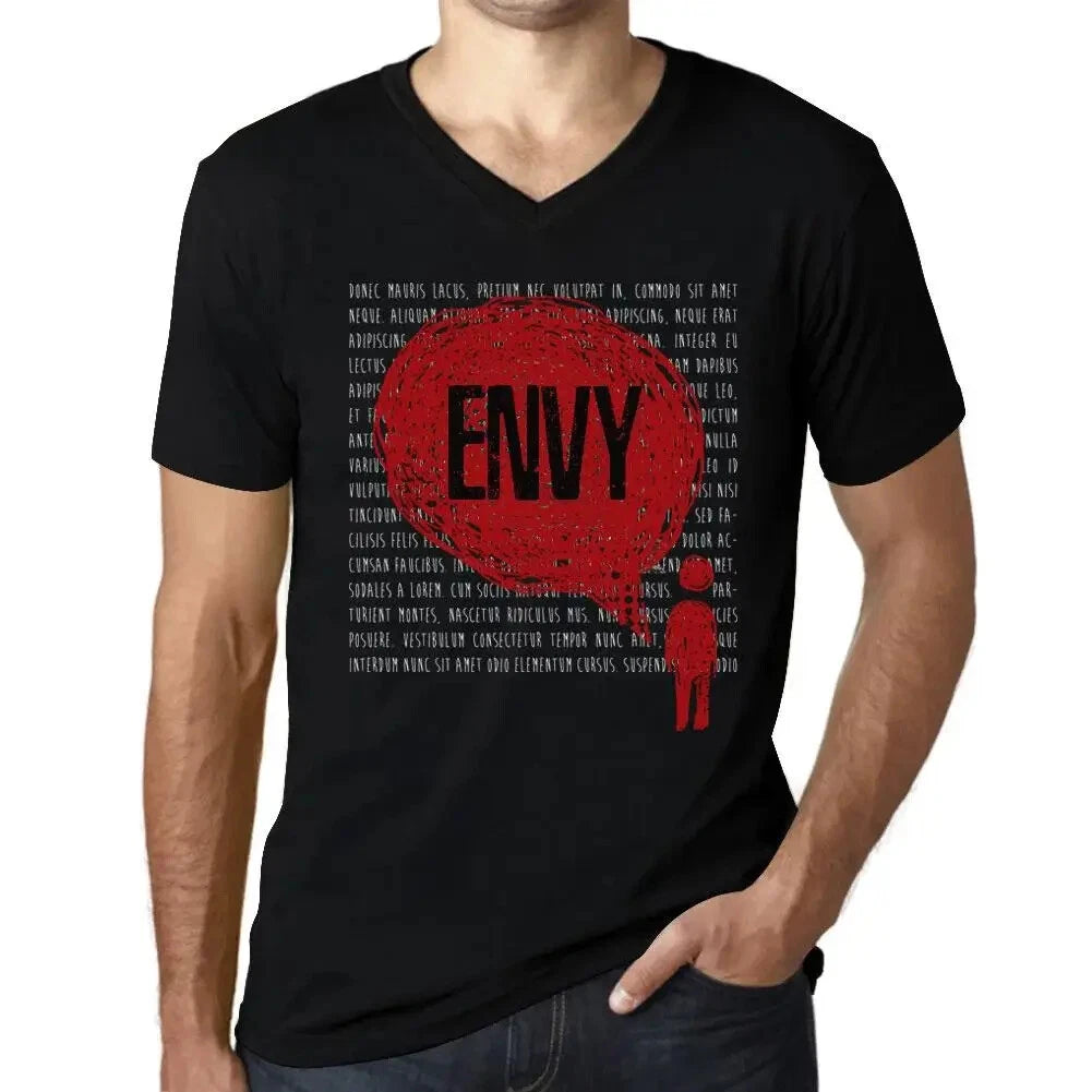 Men's Graphic T-Shirt V Neck Thoughts Envy Eco-Friendly Limited Edition