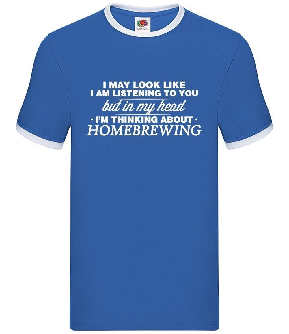 My Head I'm Homebrewing - Mens Ringer - Homebrew Home Brew Beer Cider