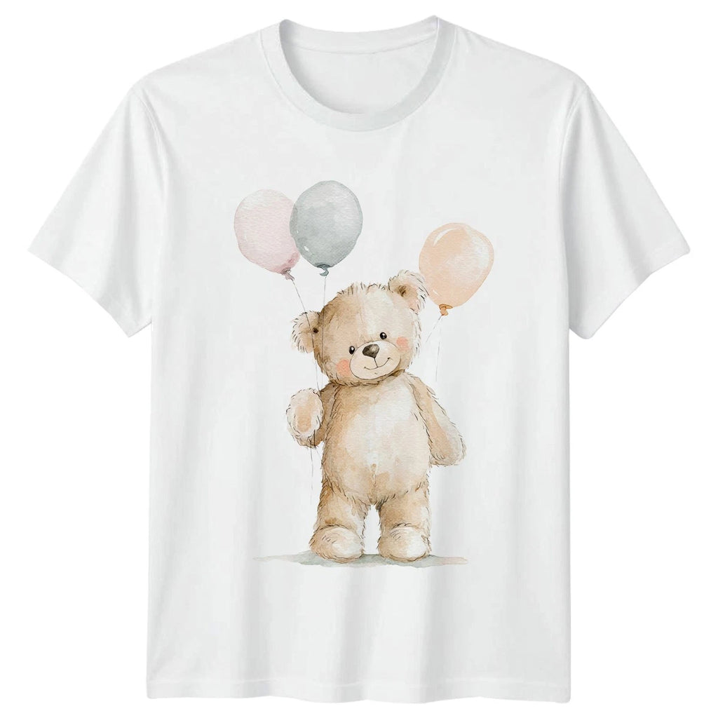 Cute Teddy Bear Balloons Animals Mens T-Shirt Womens Tee Graphic Unisex