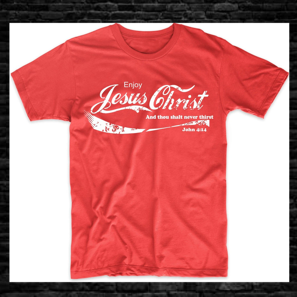 Enjoy Jesus Christ T-Shirt Son of God Religious Church Coke Funny Tee S-3XL