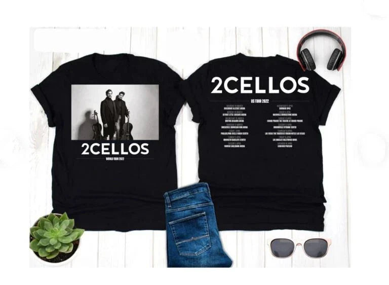 2CELLOS Dedicated US Tour 2022 Double Sided Unisex T-Shirt