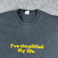 Fruit of the Loom TShirt Mens XL Black Graphic Simplified Life Text Minimalist