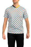 Scuderia Ferrari Men "Allover" Logo V-Neck Short Sleeve T-Shirt US S IT 48