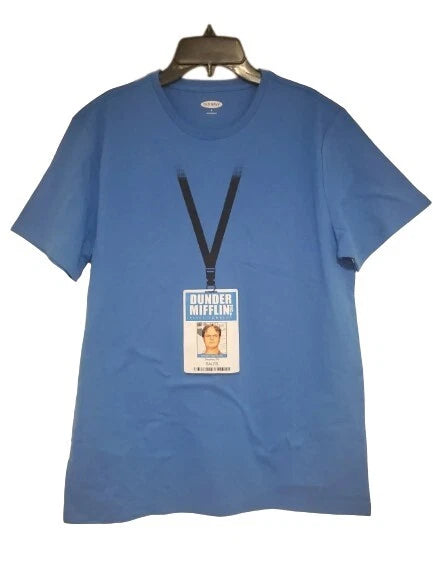 New The Office Dwight Schrute Dunder Mifflin Badge Lanyard Mens Medium T-shirt
