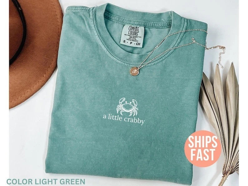 Comfort Colors® A little Crabby Shirt, Minimalist Beach T-shirt, Funny Meme Tee