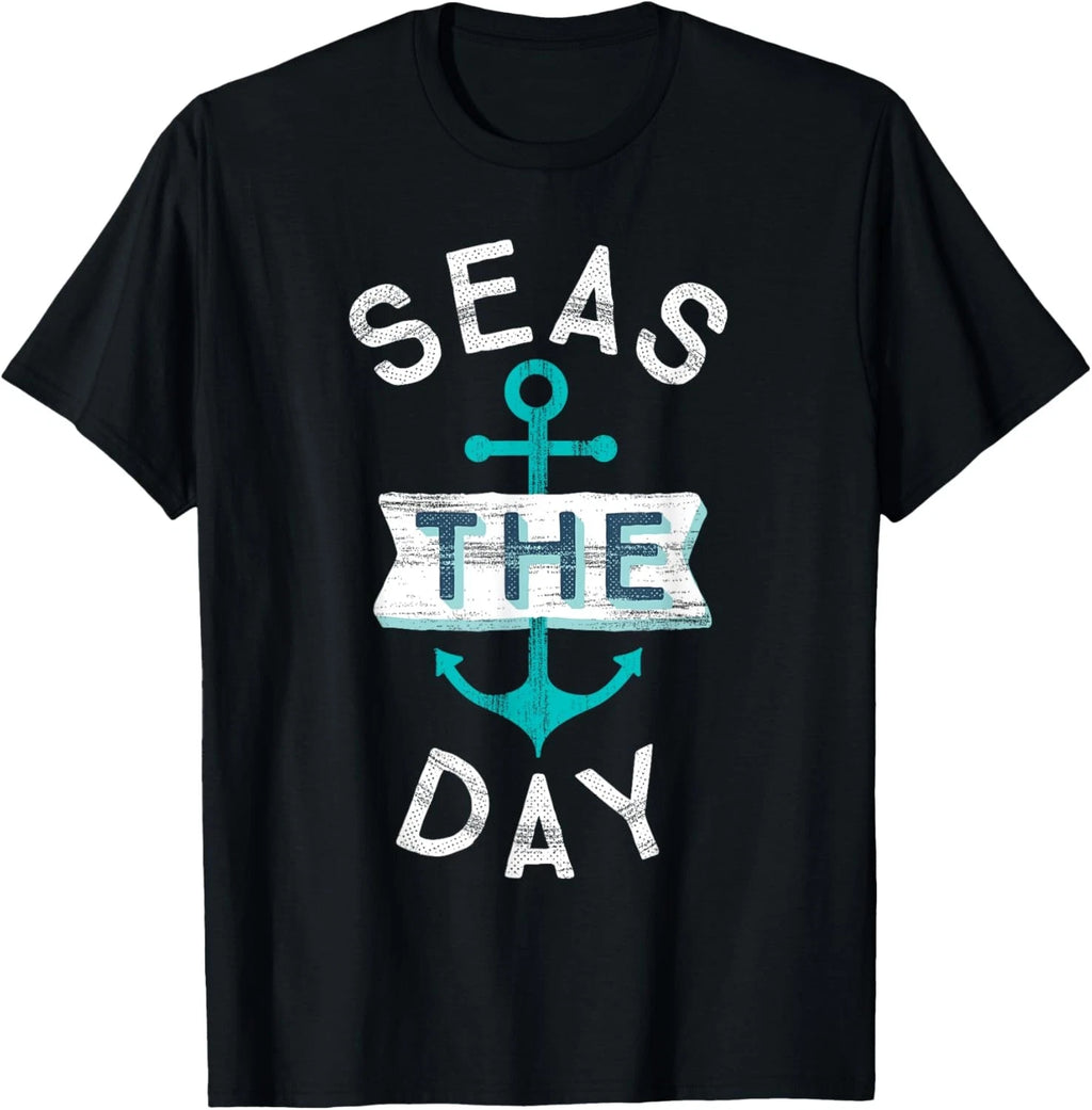 Funny Cruise Shirt Saying Seas Day Teal Nautical Anchor T-Shirt