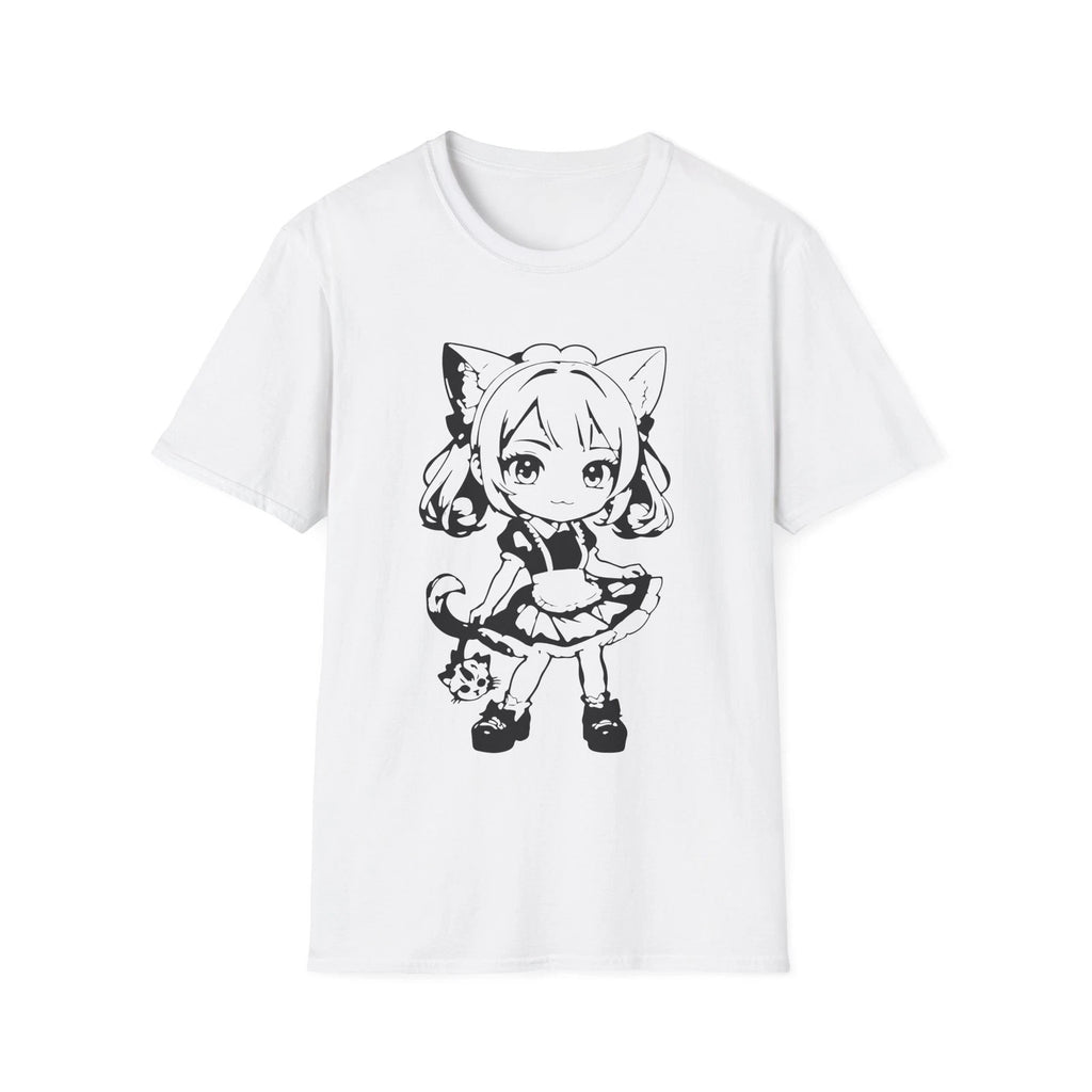 Chibi Catgirl Maid T-Shirt Kawaii Anime Character Soft Cotton Tee
