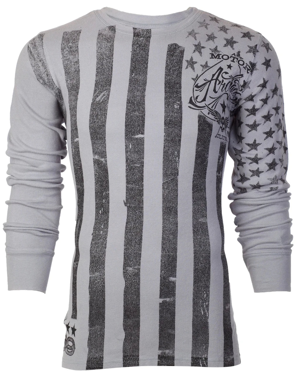 ARCHAIC by AFFLICTION Men's Long Sleeve THERMAL Shirt NATION Biker GRAY $58