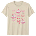 Pink Bows Books Flowers Cherries Womens T-Shirt Coquette Aesthetic Fashion