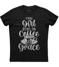This Girl Runs On Coffee Coffee Lover  Womens Short Sleeve Cotton Black T-shirt