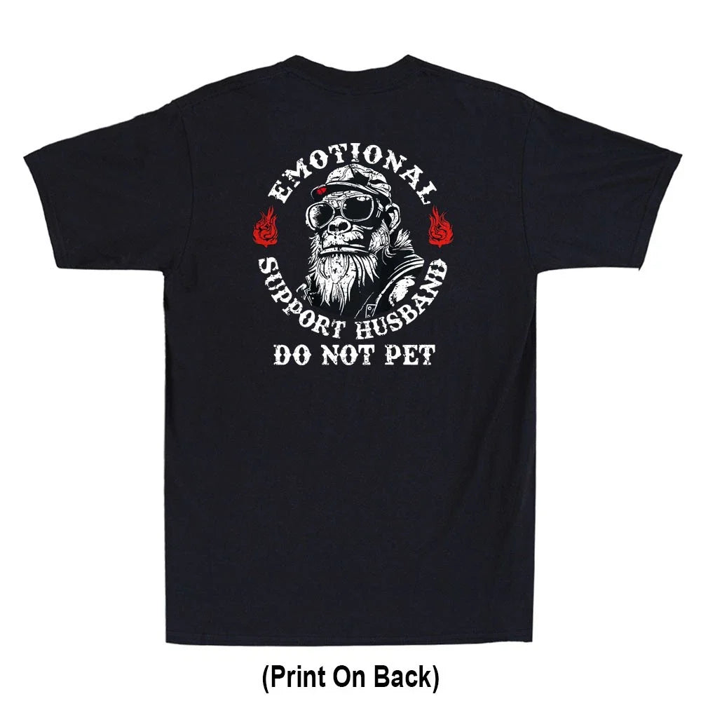 Emotional Support Husband Do Not Pet Funny Monkey (Print On Back) Men's T-Shirt