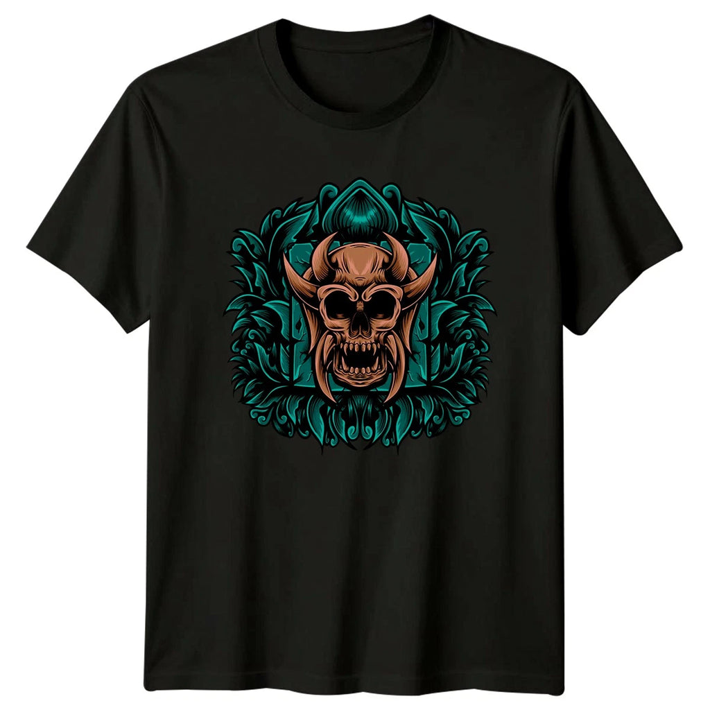 Detailed Ornate Horned Skull Gothic Dark T-Shirt Skull Art Fantasy Birthday Gift