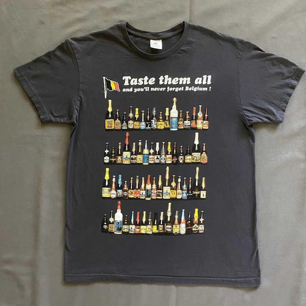 Beer Of Belgium T Shirt Mens Large Gray Taste Them All Alcohol Toursim Souvenir