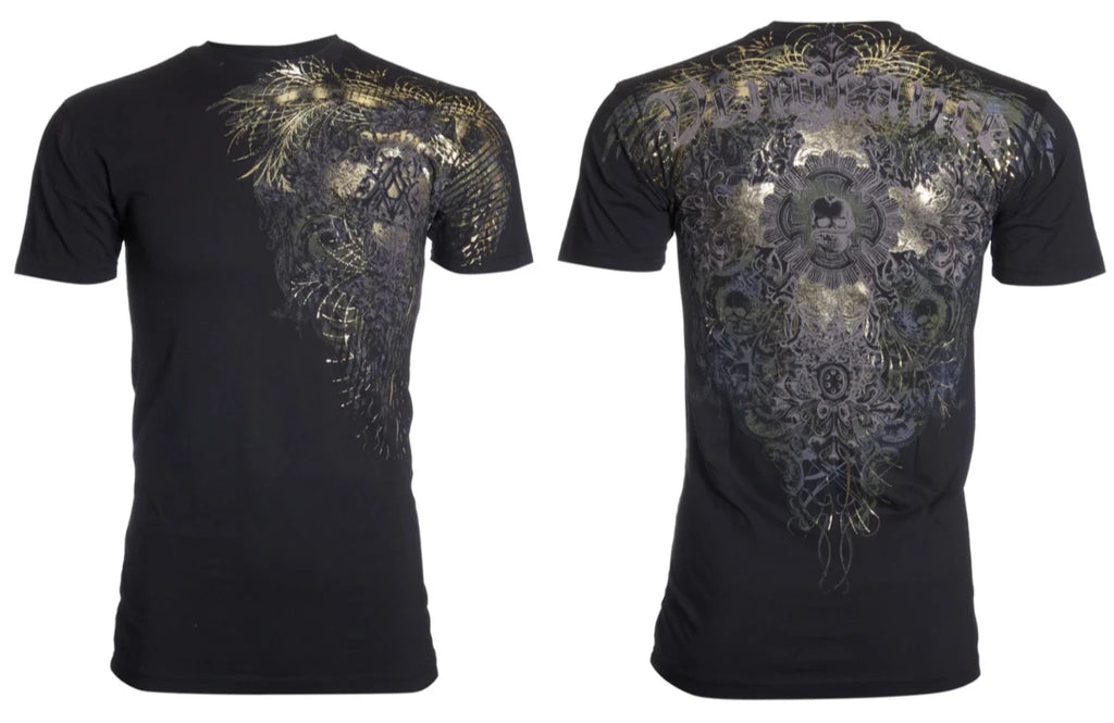 Archaic Affliction Men's T-Shirt Short Sleeve DISCORDIAE Biker Black M-4XL