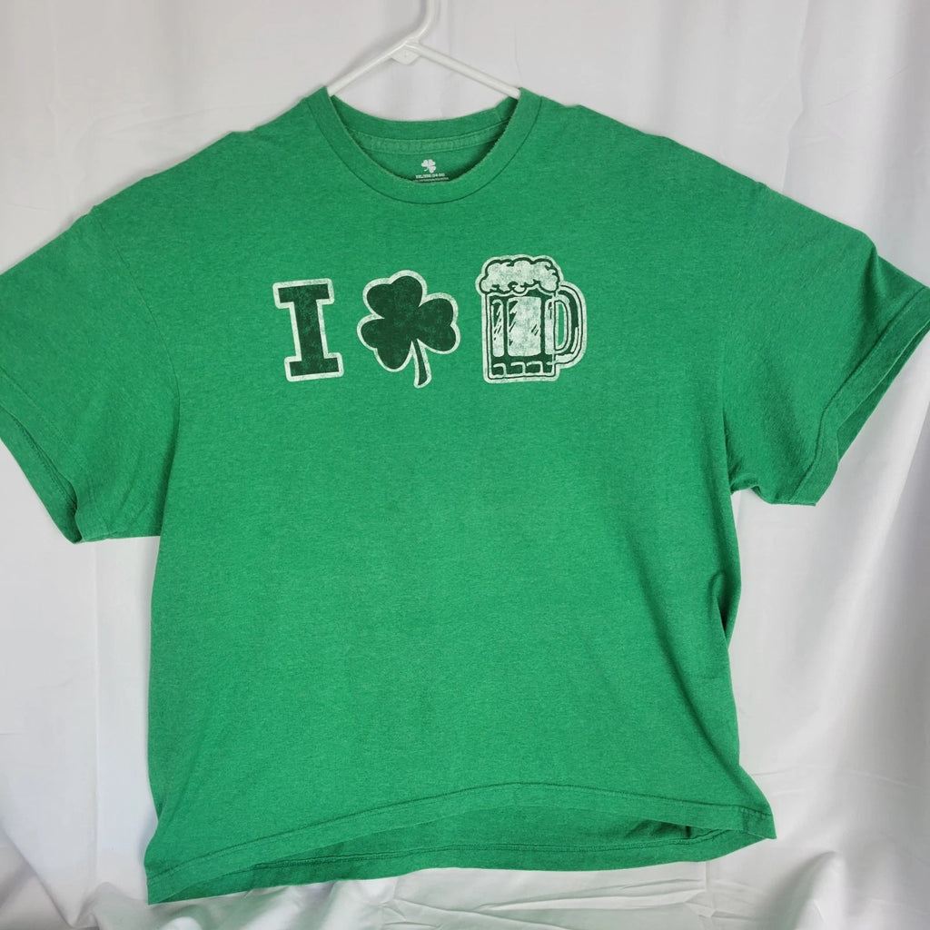 I Love Beer Shirt 3XL Green I Shamrock Beer Graphic T-Shirt