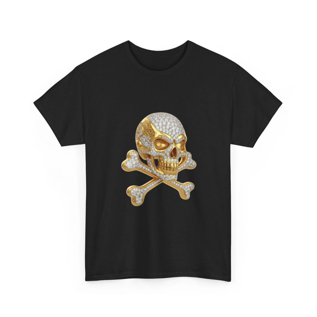 Gold Skull and Crossbones T-Shirt | Luxury Rhinestone Skull Shirt Cool Gift Idea