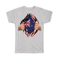 Gift T-Shirt : Australia Flag USA American Chest Australian Expat Country