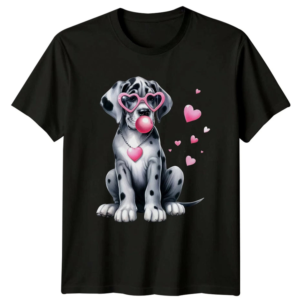 Cute Dog Heart Glasses Bubble Gum Animals Dogs Unisex Graphic Tee