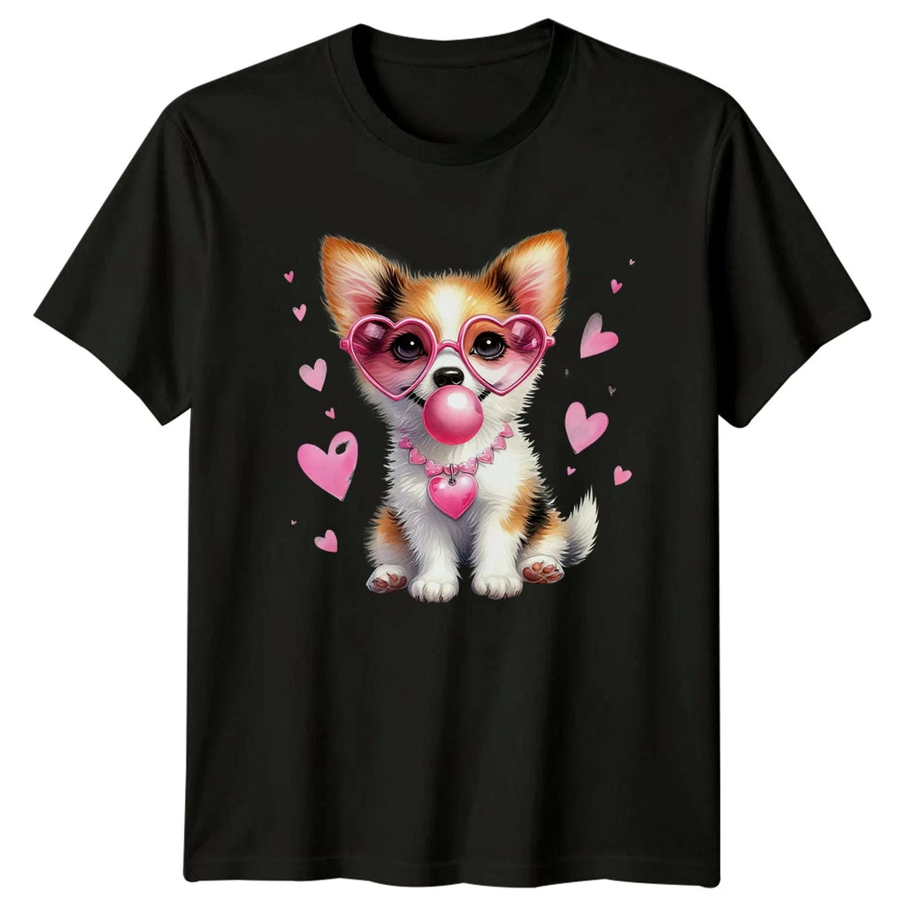 Puppy Heart Sunglasses Dog Animals Graphic Tee Mens Womens Unisex Top