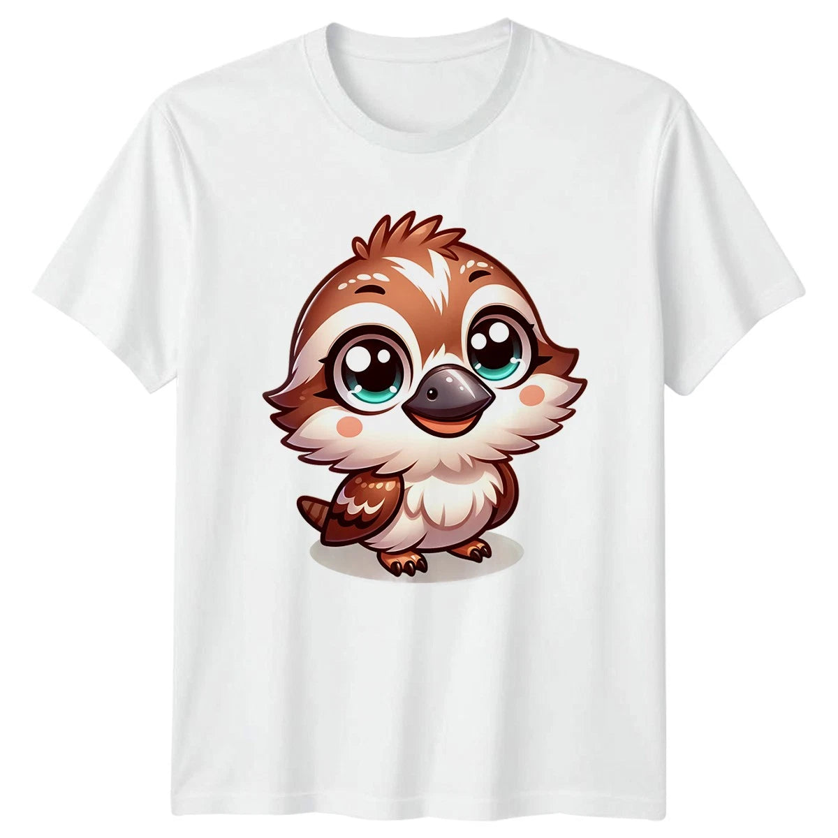 Cute Cartoon Sparrow Bird Animals Mens T-Shirt Womens Tee Graphic Unisex Top