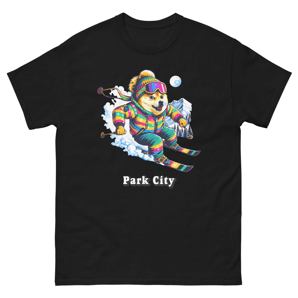Park City Doge Skiing Funny Ski Skier Dog Meme Cute Shirt T-Shirt