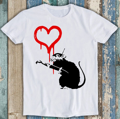 Banksy Inspired Painting Artist Rat Art Funny Meme Gift Tee Cult T Shirt M1748
