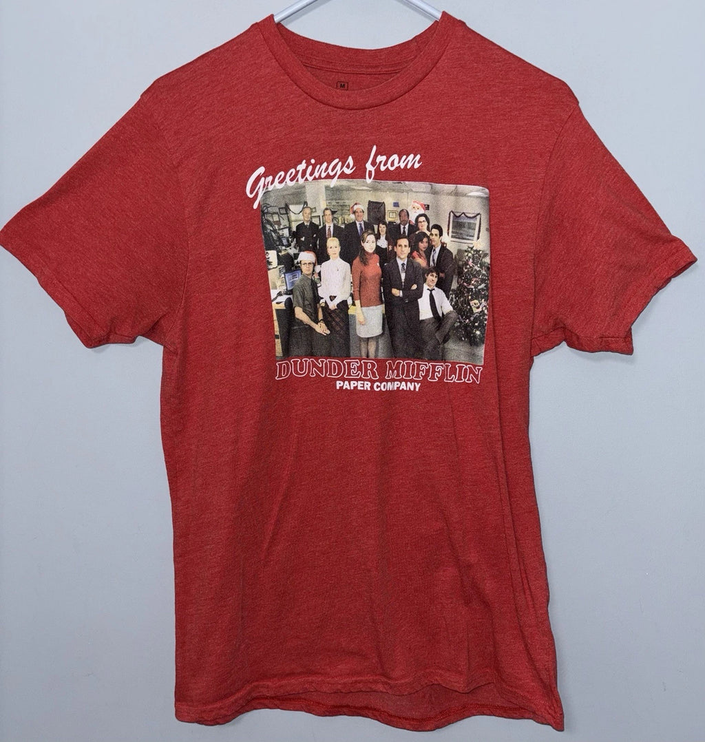 The Office T-shirt Men’s Unisex M Red Christmas Greetings From Dunder Mifflin