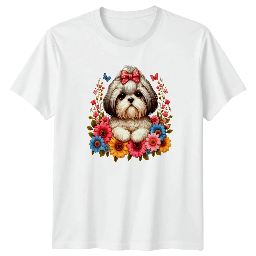Cute Shih Tzu Dog Portrait With Womens T-Shirt Shih Tzu Dogs Pets