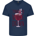Time to Wine Down Funny Alcohol Mens V-Neck Cotton T-Shirt