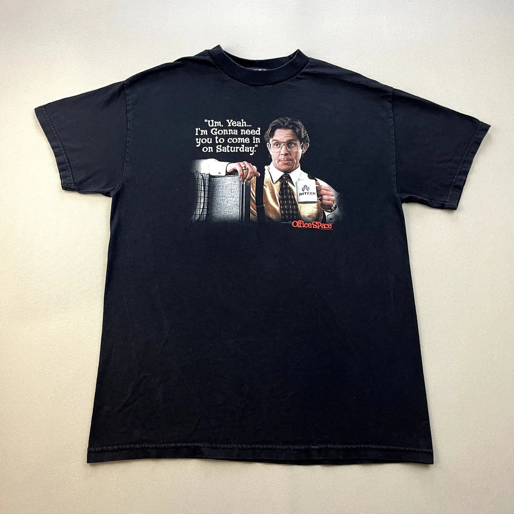 Vintage Office Space T-Shirt Adult Medium Black Movie Come In Saturday y2k 2004
