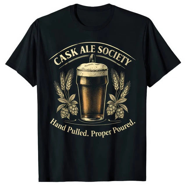 Cask Ale Society Vintage Pub Beer Graphic T-Shirt