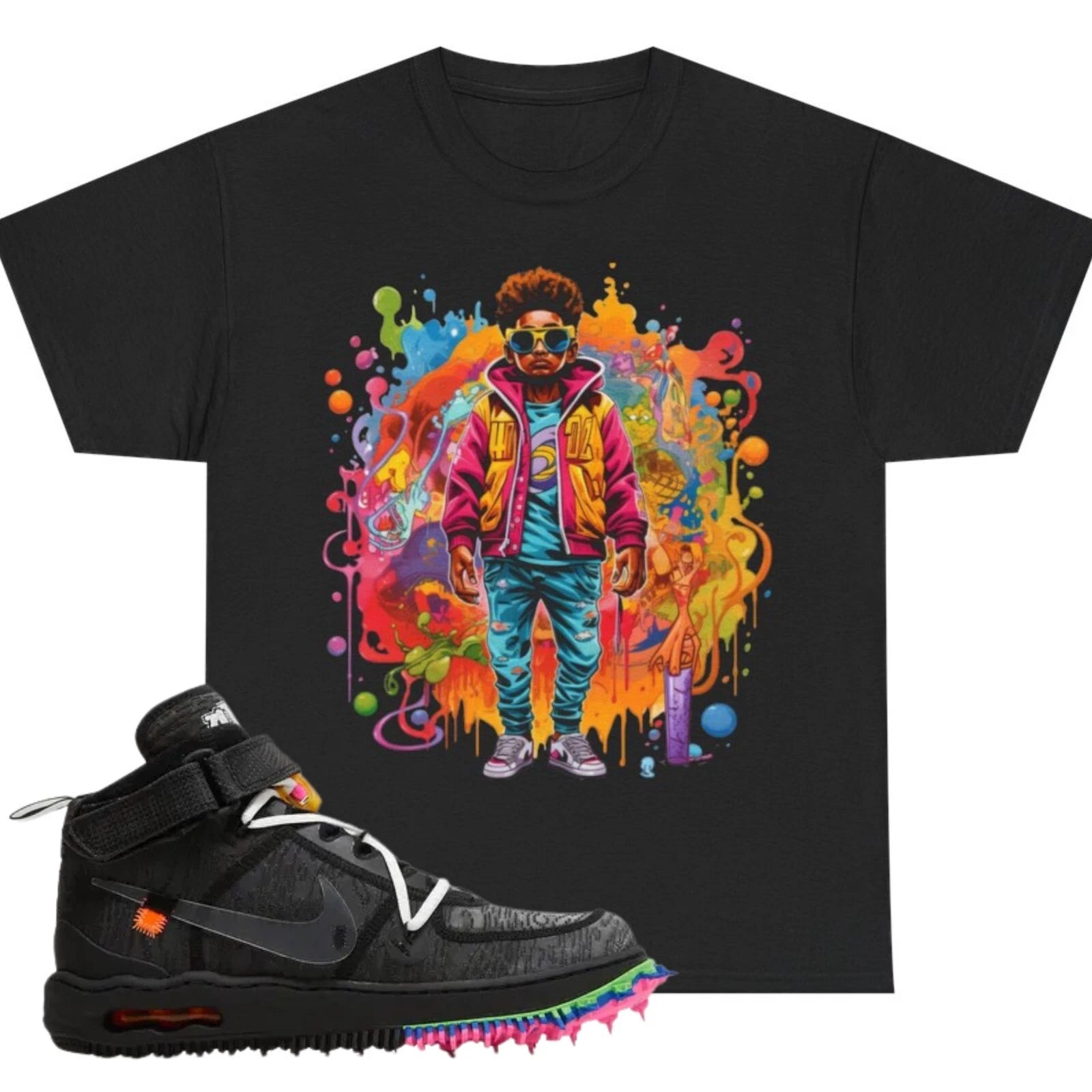 Shirt To Match Mid Black Unisex Tee Psychedelic Shirt Gift For Him