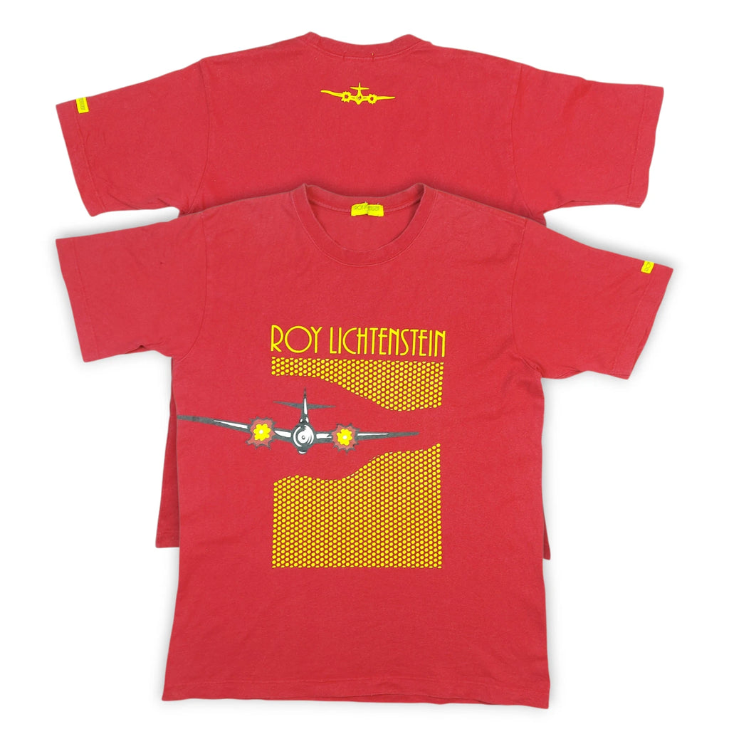 Vintage Y2K Roy Lichtenstein Airplane Pop Art Uniqlo Double-Sided Red T-Shirt L
