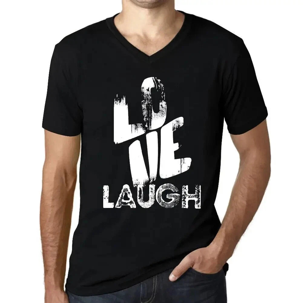 Men's Graphic T-Shirt V Neck Love Laugh Eco-Friendly Limited Edition