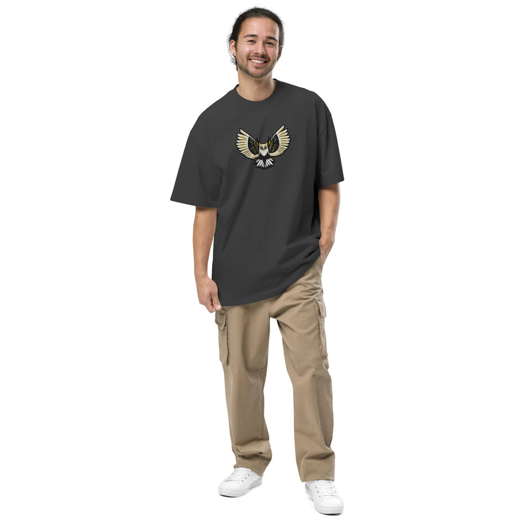 Owl Embroidery Oversized faded t-shirt
