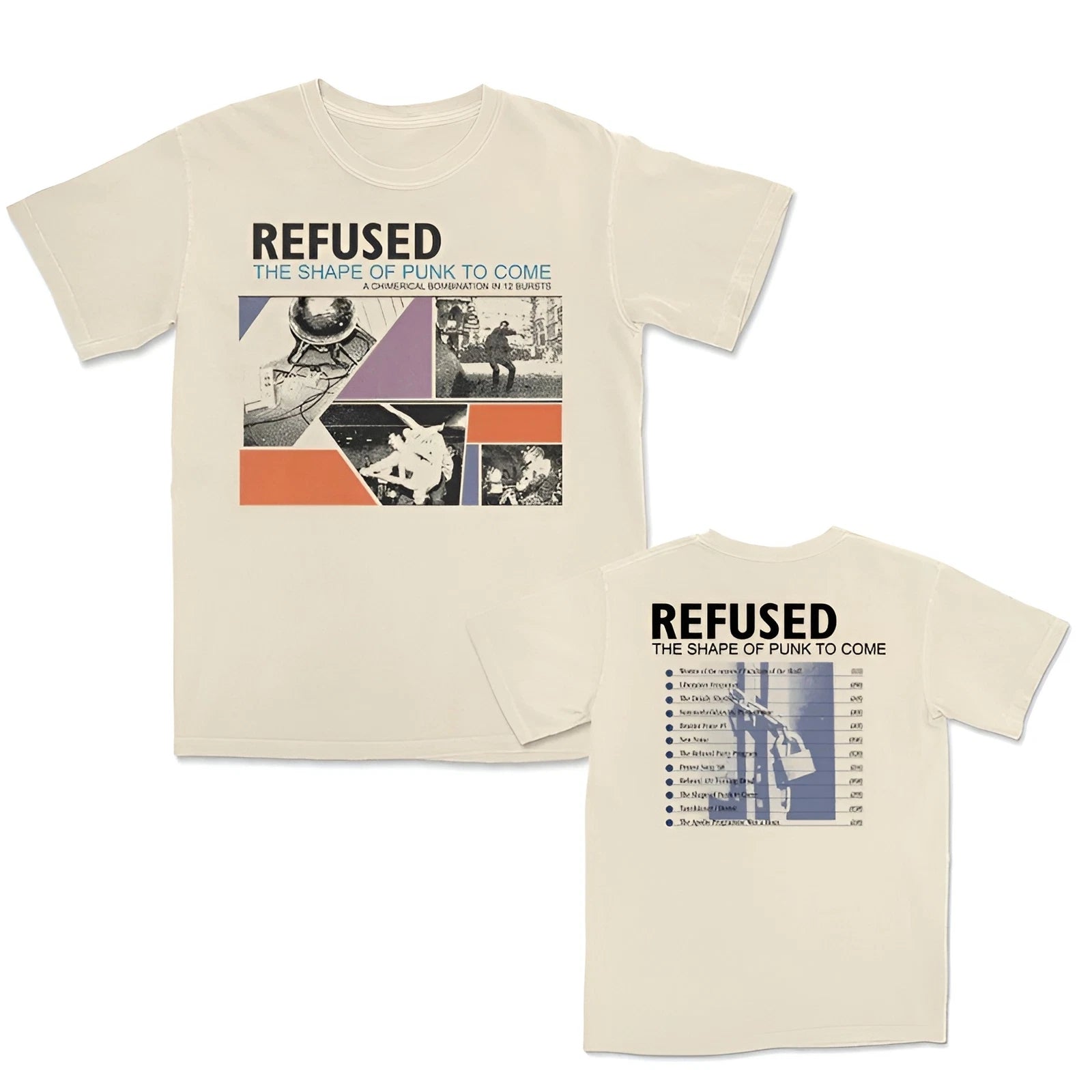 Authentic Refused The Shape of Punk To Come Cover Tracks T-Shirt Ivory S-2XL NEW