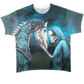 Grim Reaper Skeleton Horse All Over Graphic T XL Sick Front Back Hit Y2K Gothic
