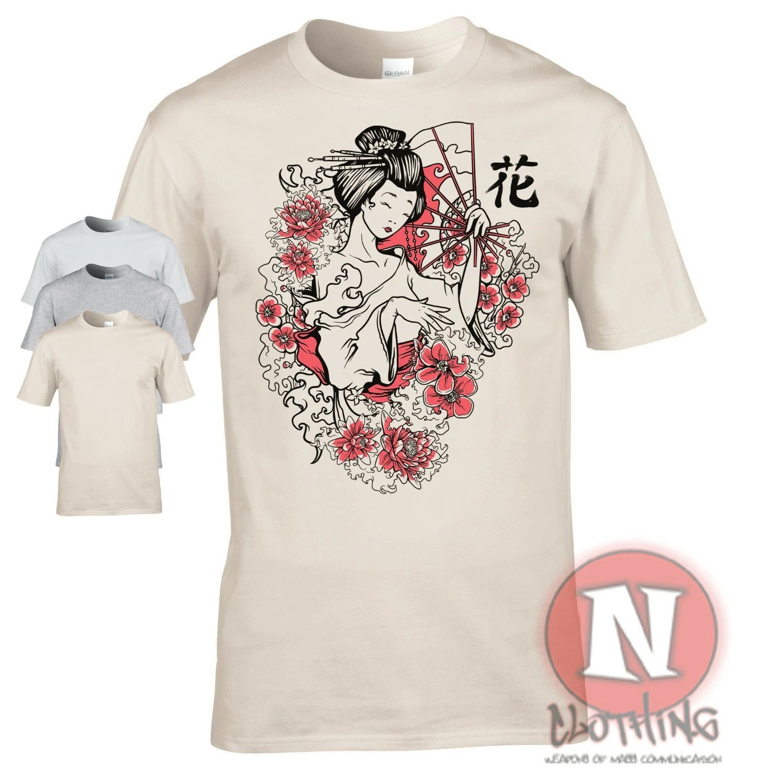 Girl Geisha T-Shirt Japanese Graphic Samurai Art Tokyo Kawaii Cherry Flower