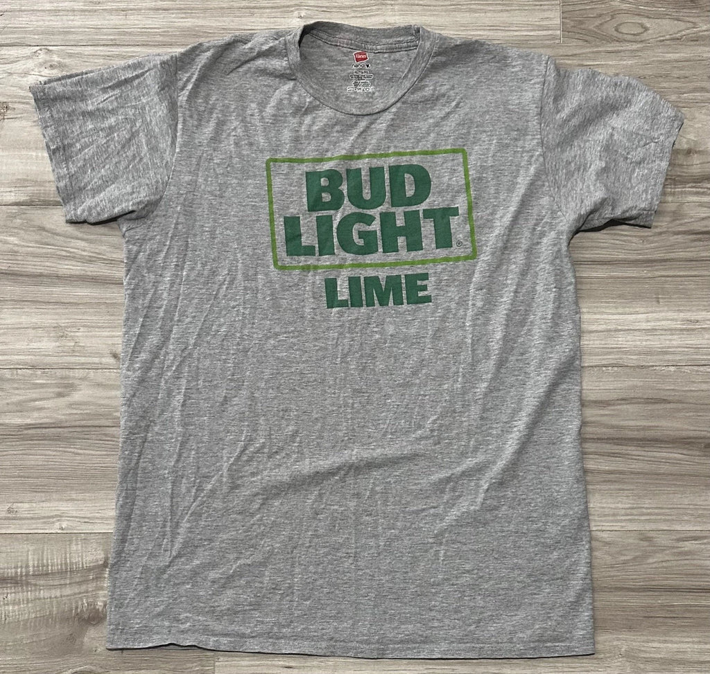Bud Light Lime Gray With Green Lettering T-shirt Size XL