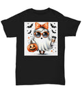 Halloween T-Shirt, Adorable Girl Ghost Tee, Bats, Pumpkin and Coffee Shirt  - Un
