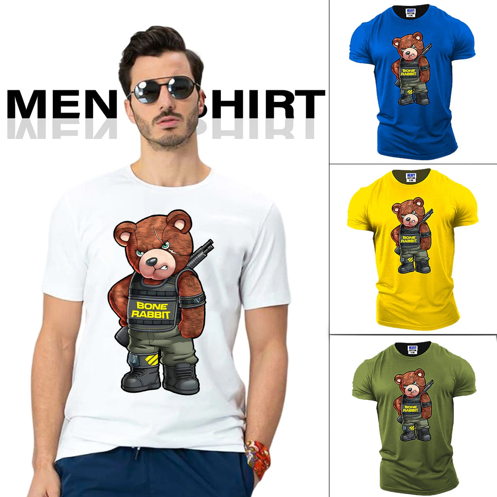 Angry Bear Bone Rabbit Sarcastic Men's Short Sleeve T Shirt New Graphic USA Gift