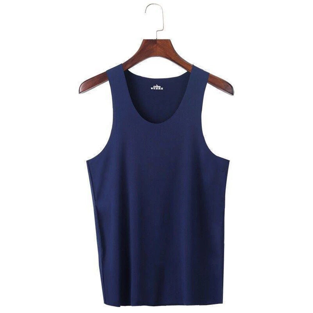 Mens Ice Silk Muscle Fit Sleeveless T Shirt for Gym and Fitness Training