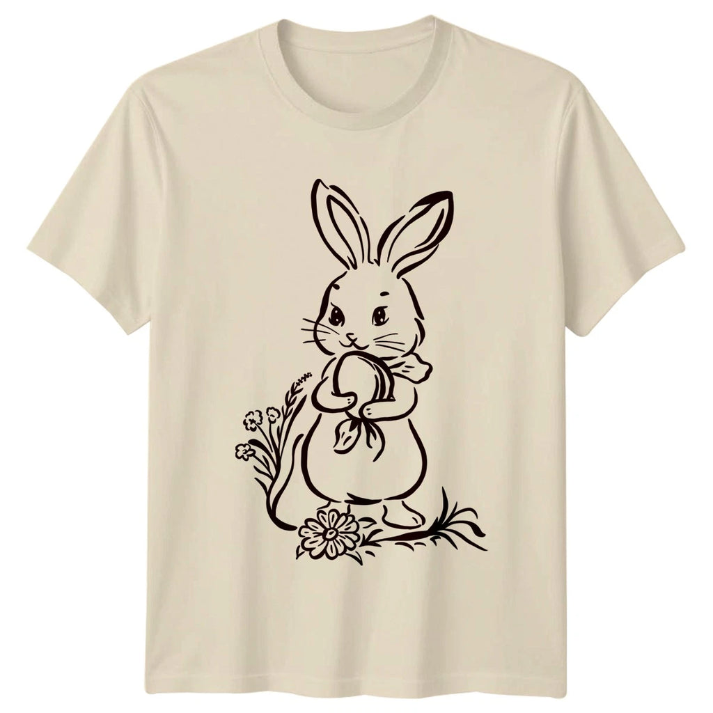 Cute Easter Bunny Holding Decorated Egg T-Shirt Easter For Him And Her